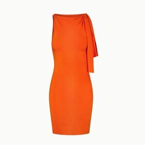 KHY SUEDED STRETCH KNOTTED MINI DRESS PAPAYA